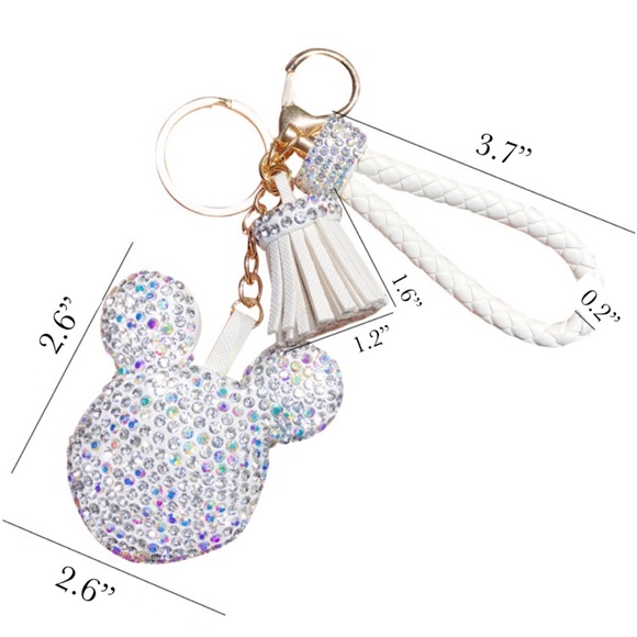 Crystal Mickey Mouse with Light Blue Tassel & Braided Wristlet Keychain - Picture 12 of 12